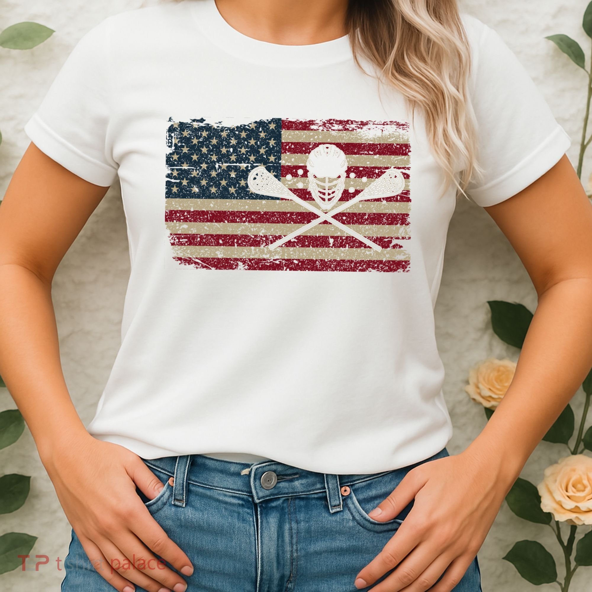 American Flag Lacrosse Usa Lax Player Gift Idea Great Gift Women's T-Shirt