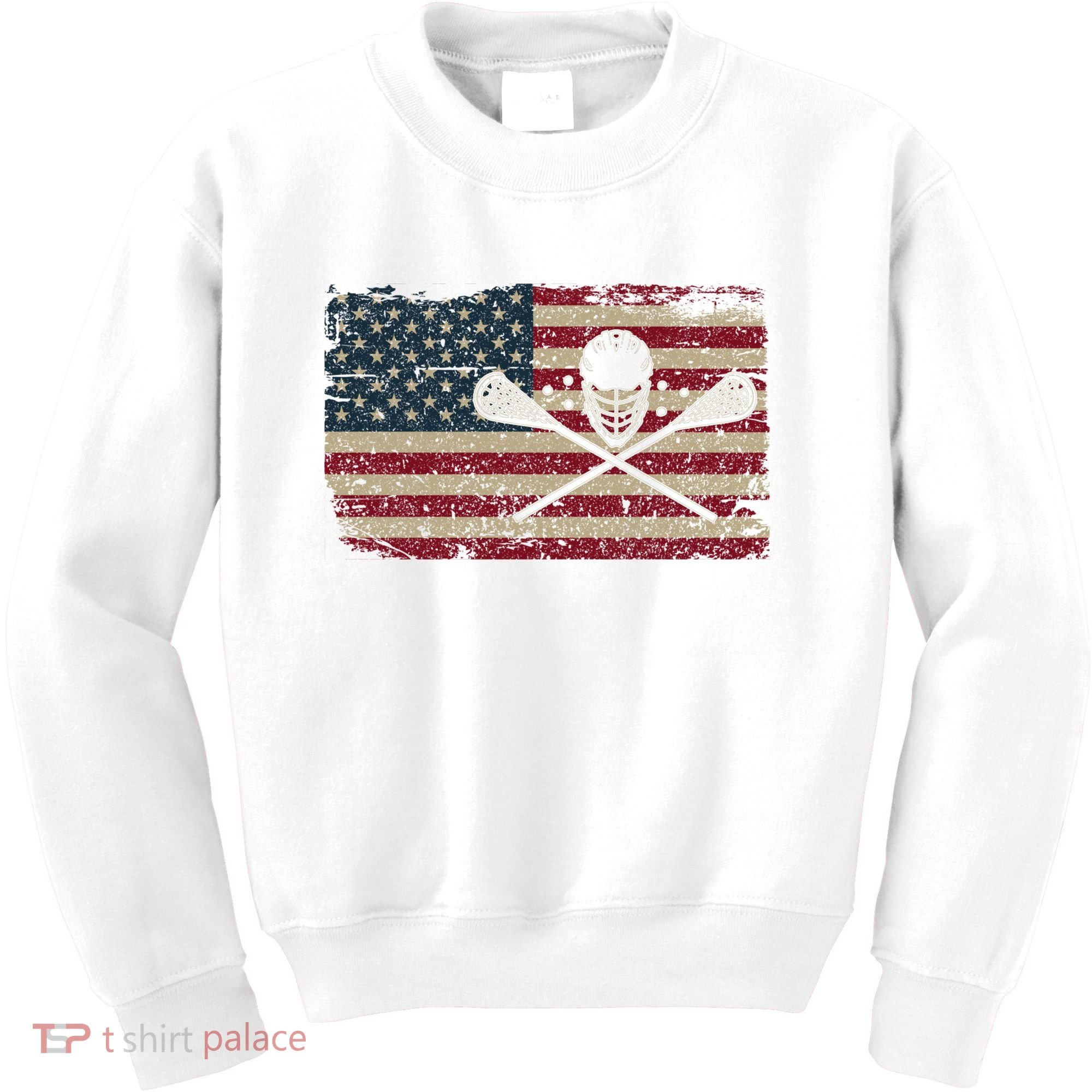 American Flag Lacrosse Usa Lax Player Gift Idea Great Gift Kids Sweatshirt