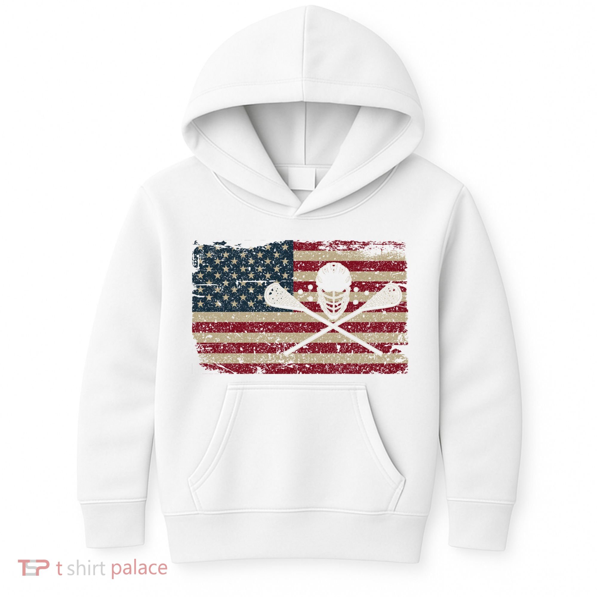 American Flag Lacrosse Usa Lax Player Gift Idea Great Gift Kids Hoodie