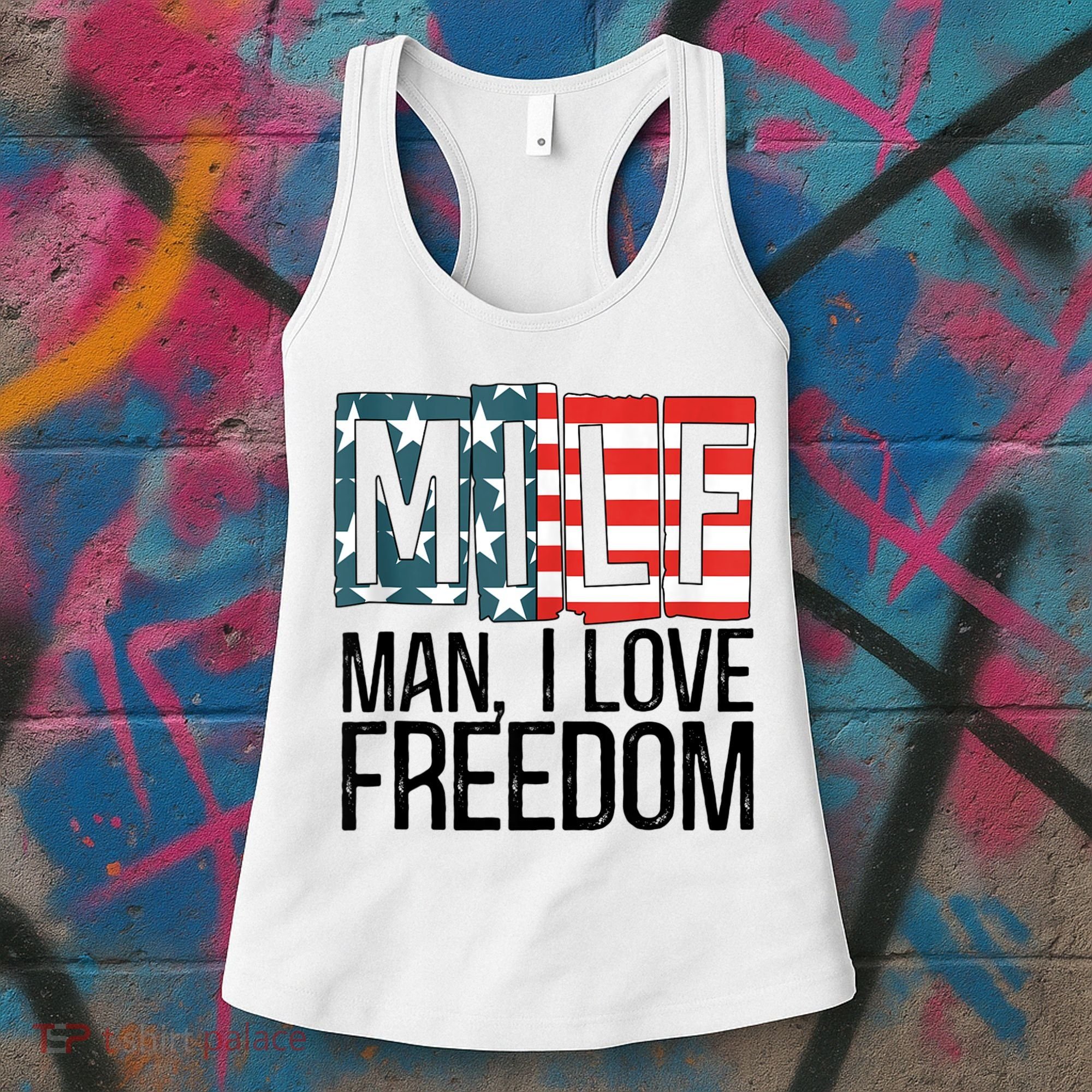 American Flag MILF Man I Love Freedom 4th Of July Patriotic Women's Tank Top