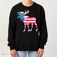American Flag Moose Patriotic Moose Women's Sweatshirt thumb 0