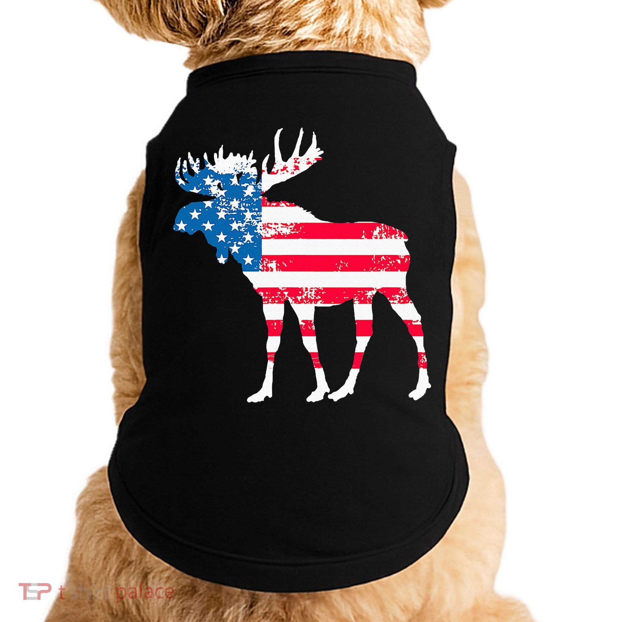 American Flag Moose Patriotic Moose Doggie Tank