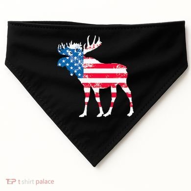 American Flag Moose Patriotic Moose USA-Made Doggie Bandana