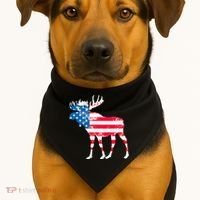 American Flag Moose Patriotic Moose USA-Made Doggie Bandana thumb 1