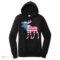 American Flag Moose Patriotic Moose Women's Hoodie thumb 0