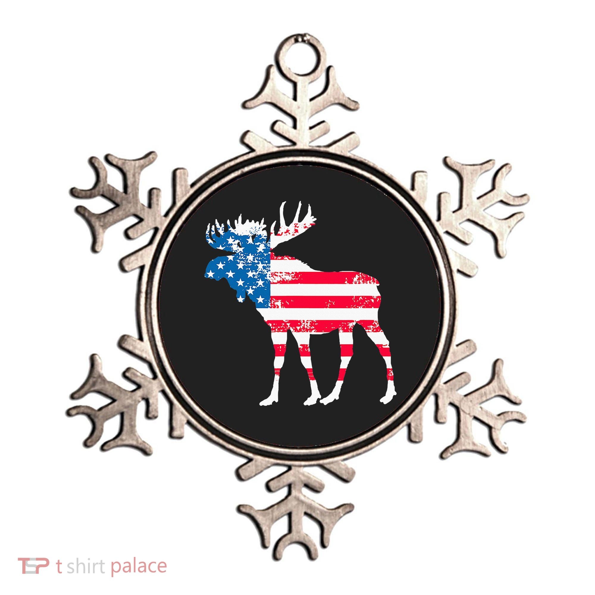 American Flag Moose Patriotic Moose Ornament