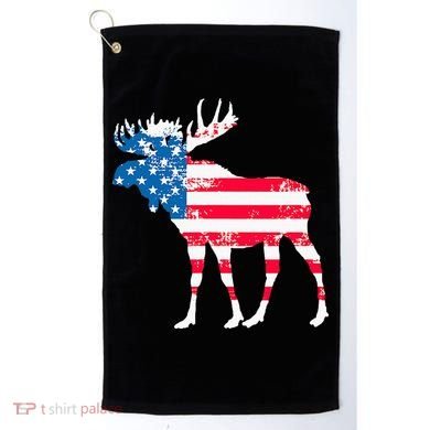 American Flag Moose Patriotic Moose Golf Towel