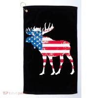 American Flag Moose Patriotic Moose Golf Towel thumb 0