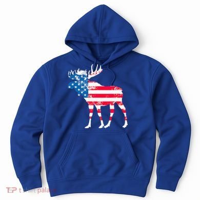 American Flag Moose Patriotic Moose Hoodie