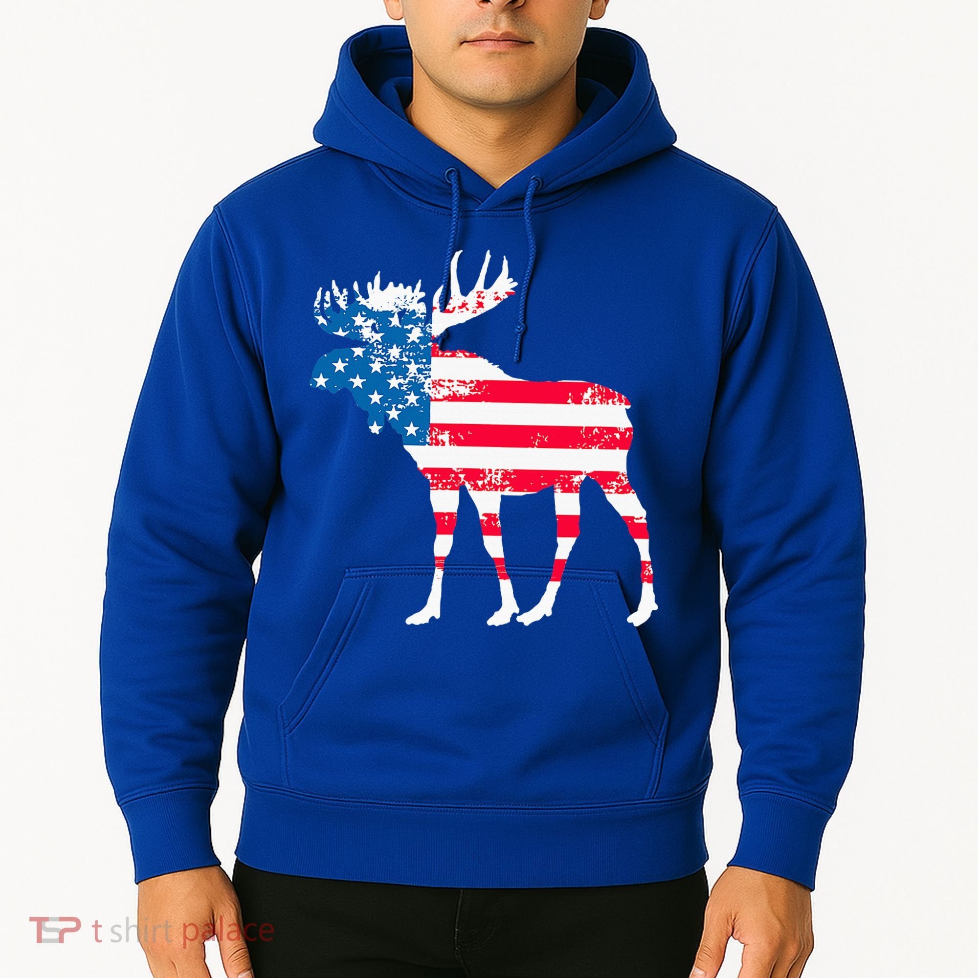 American Flag Moose Patriotic Moose Hoodie