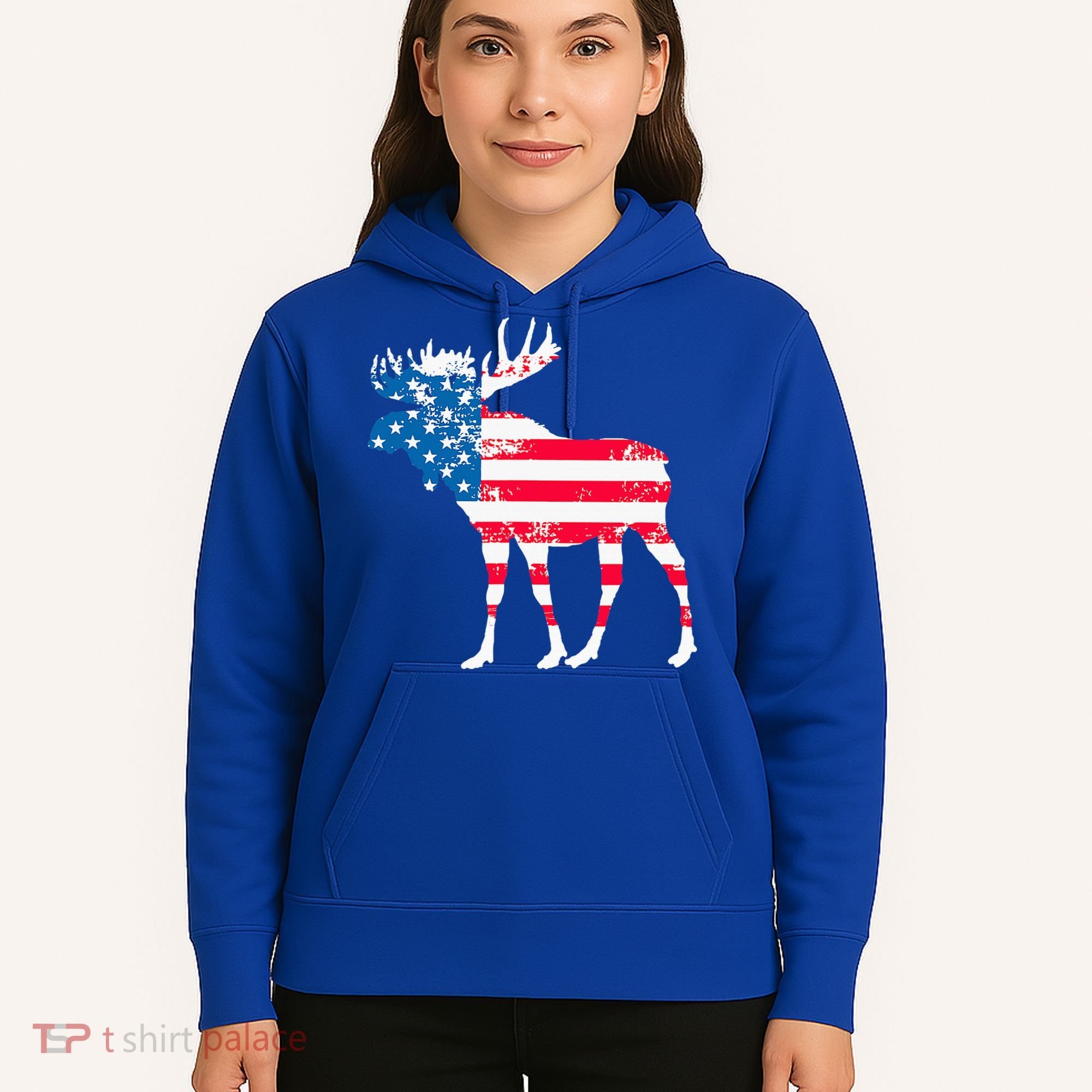 American Flag Moose Patriotic Moose Hoodie