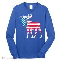 American Flag Moose Patriotic Moose Long Sleeve Shirt thumb 0