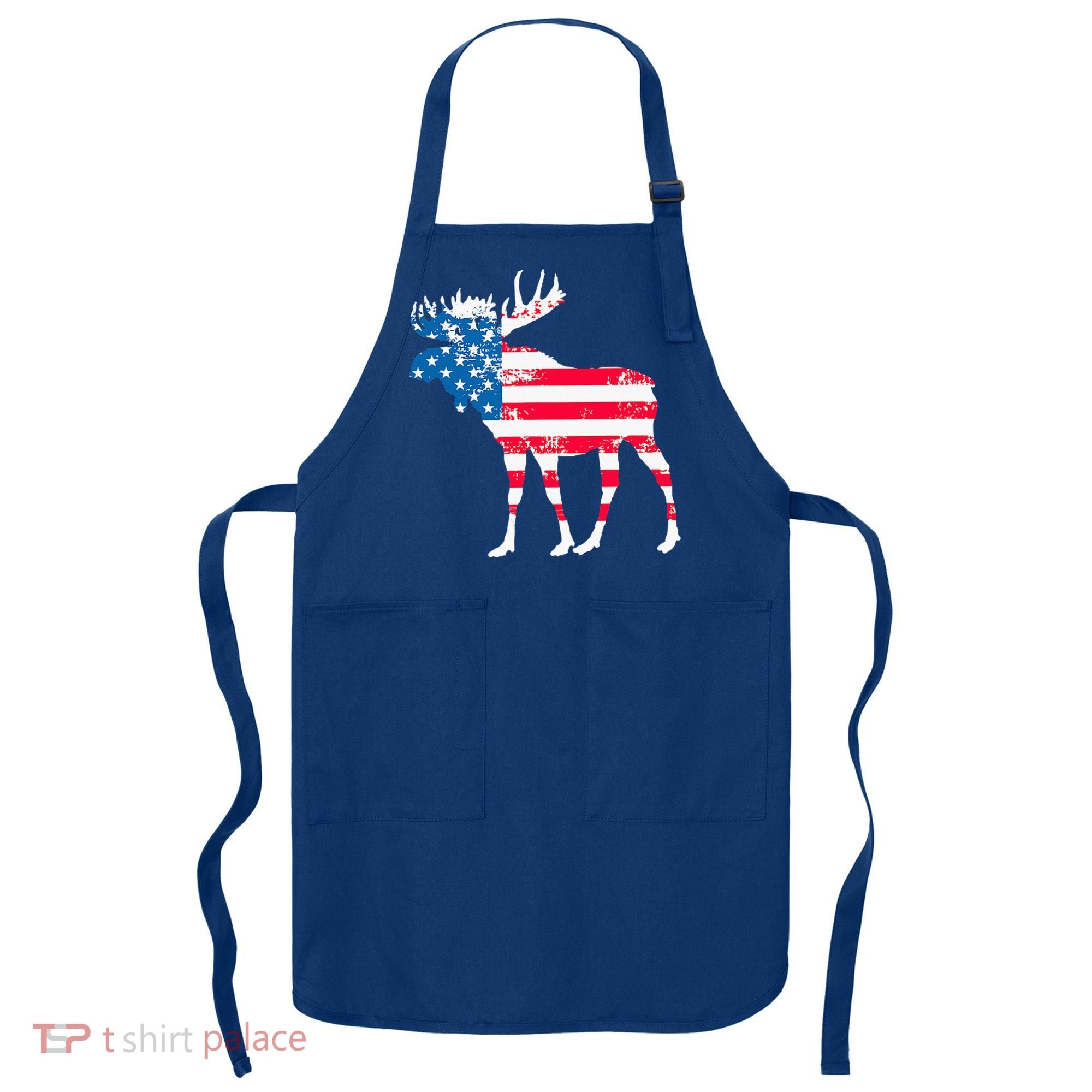 American Flag Moose Patriotic Moose Apron