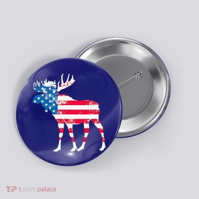American Flag Moose Patriotic Moose Button