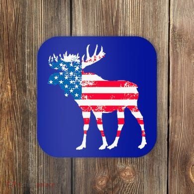 American Flag Moose Patriotic Moose Coaster