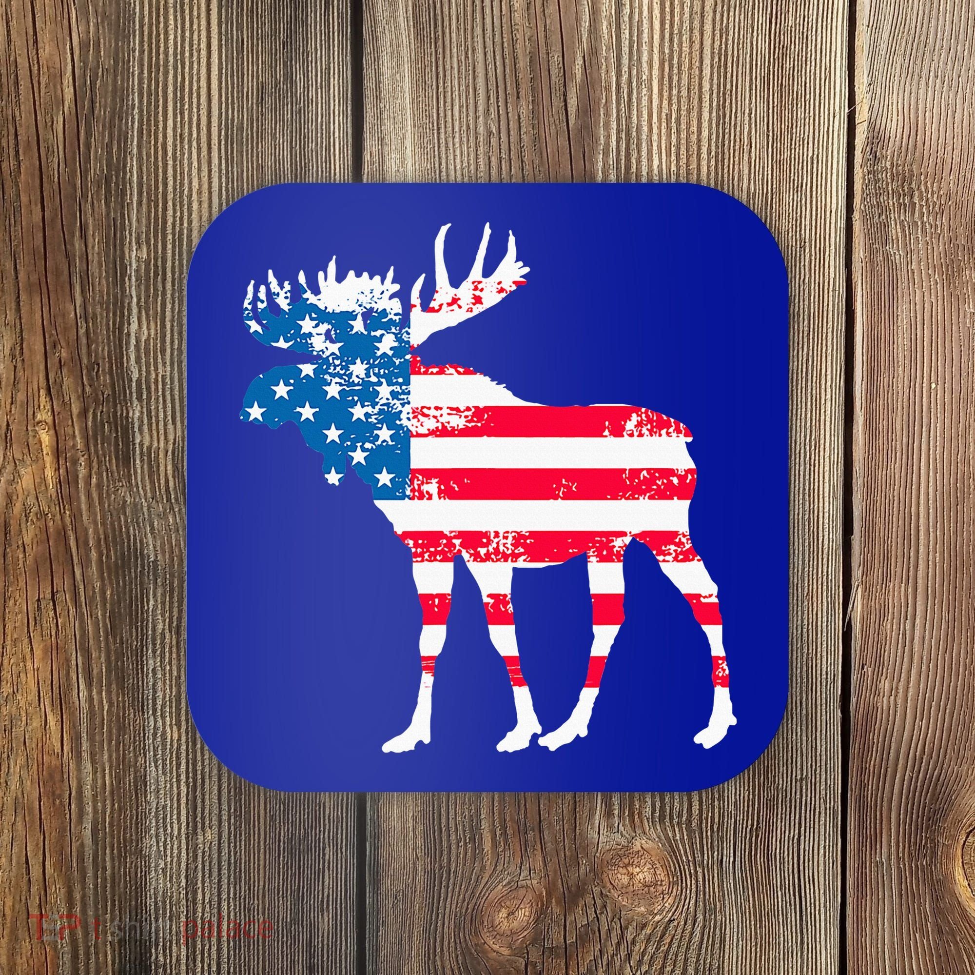 American Flag Moose Patriotic Moose Coaster