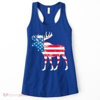 American Flag Moose Patriotic Moose Women's Tank Top thumb 0