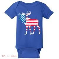 American Flag Moose Patriotic Moose Baby Bodysuit thumb 0