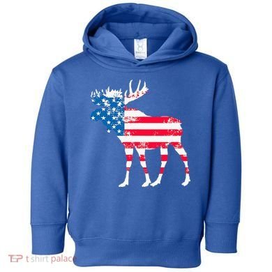 American Flag Moose Patriotic Moose Toddler Hoodie