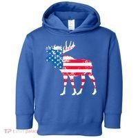 American Flag Moose Patriotic Moose Toddler Hoodie thumb 0