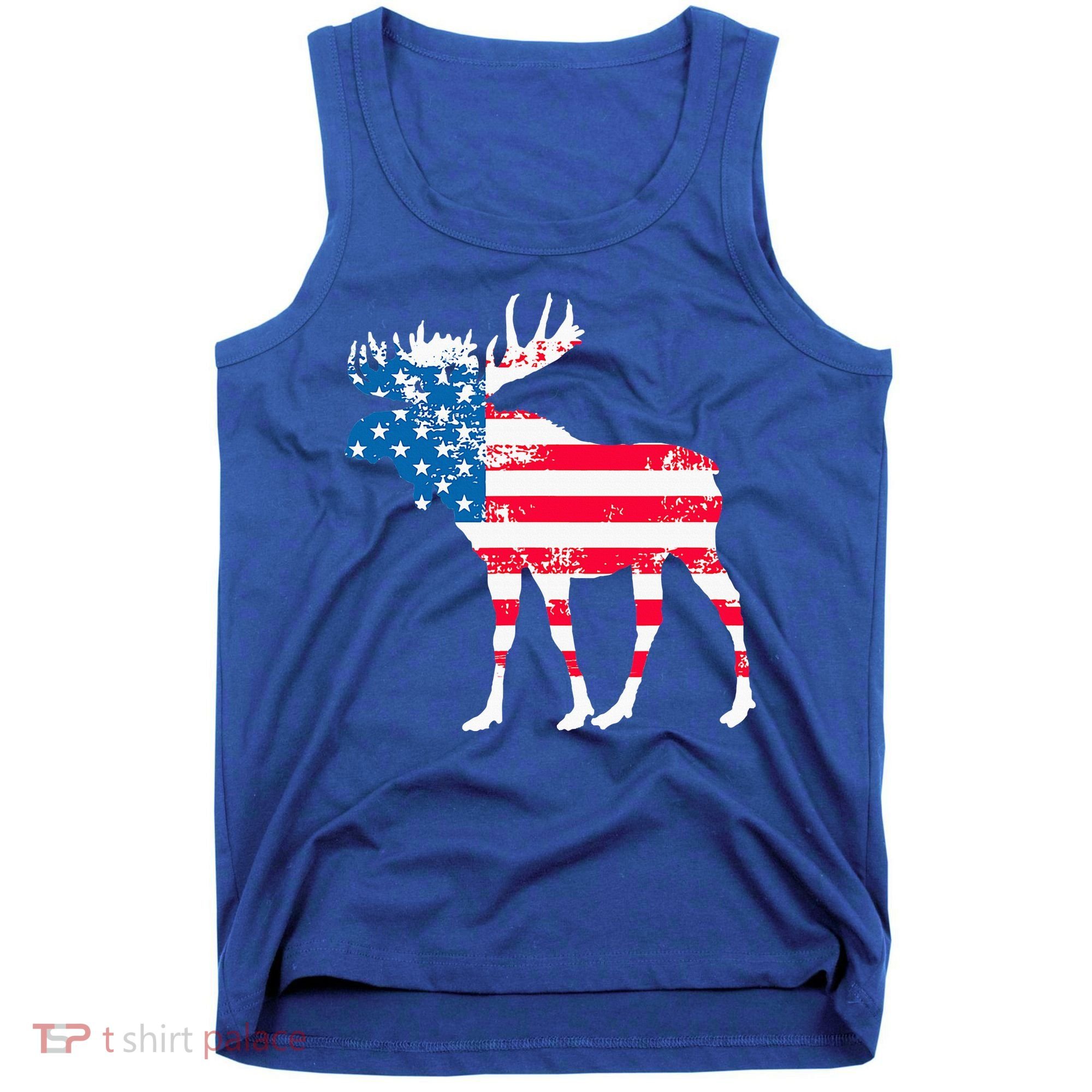 American Flag Moose Patriotic Moose Tank Top