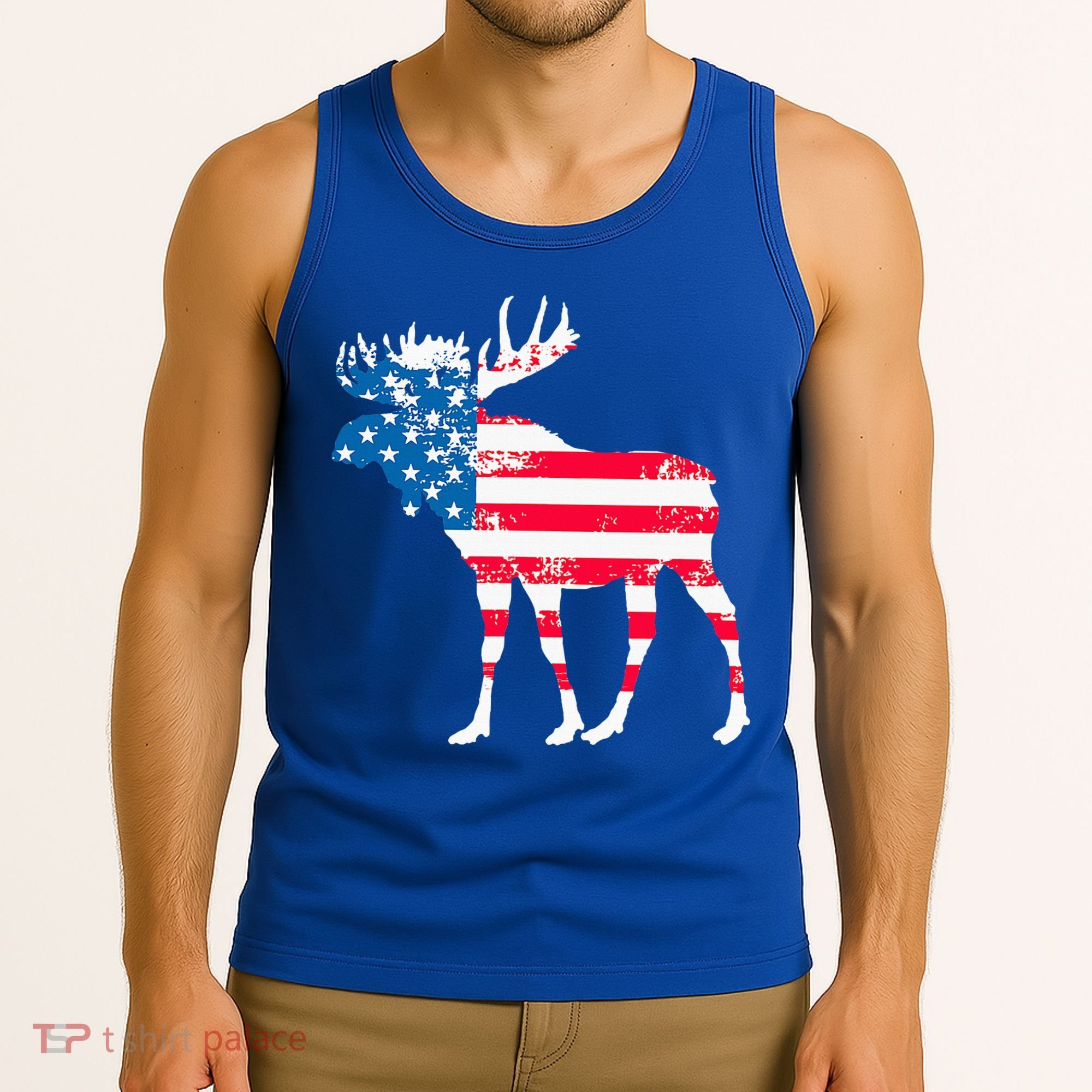 American Flag Moose Patriotic Moose Tank Top