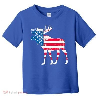 American Flag Moose Patriotic Moose Toddler T-Shirt