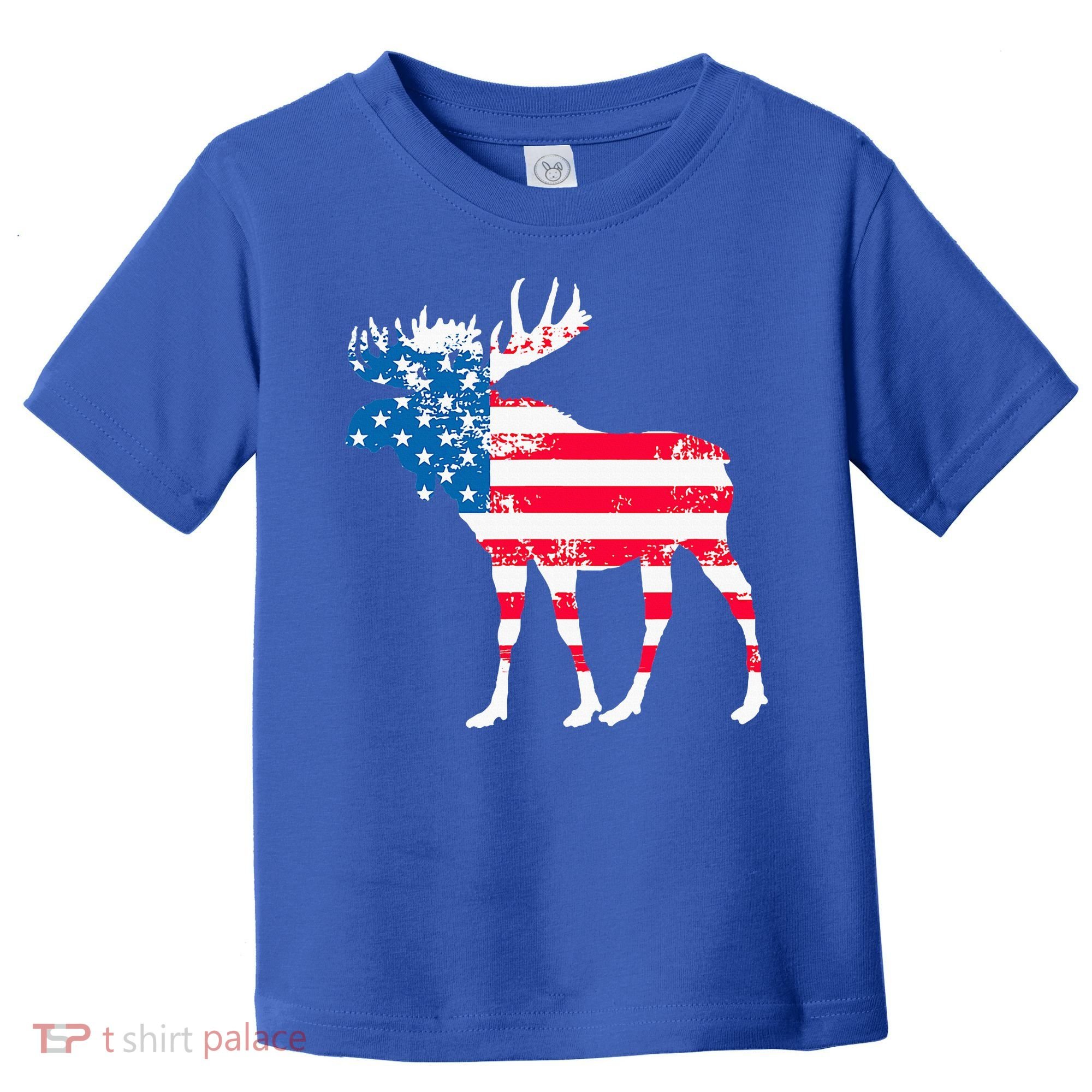 American Flag Moose Patriotic Moose Toddler T-Shirt