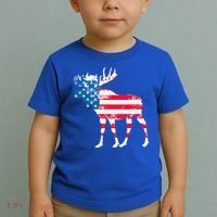 American Flag Moose Patriotic Moose Toddler T-Shirt thumb 2