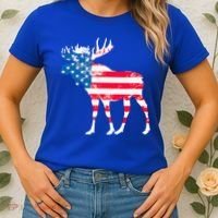 American Flag Moose Patriotic Moose Women's T-Shirt thumb 2
