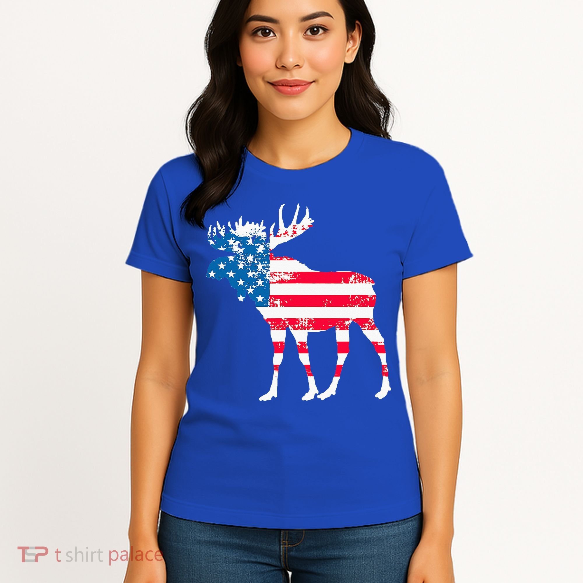 American Flag Moose Patriotic Moose Women's T-Shirt