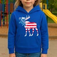 American Flag Moose Patriotic Moose Kids Hoodie thumb 3