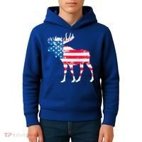 American Flag Moose Patriotic Moose Kids Hoodie thumb 4