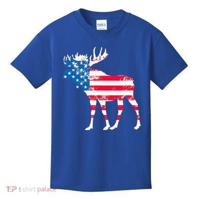 American Flag Moose Patriotic Moose Kids T-Shirt