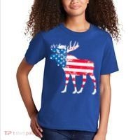 American Flag Moose Patriotic Moose Kids T-Shirt thumb 2
