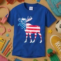 American Flag Moose Patriotic Moose Kids T-Shirt thumb 3