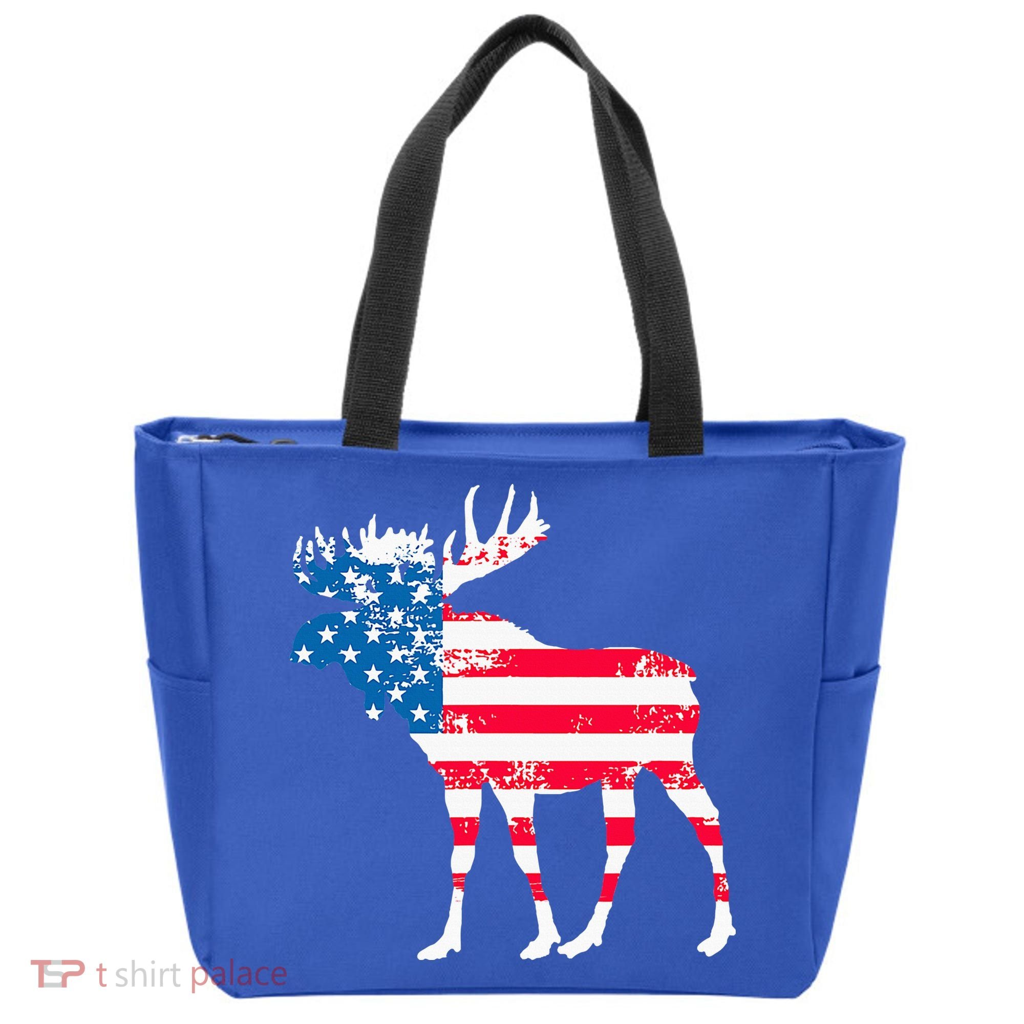 American Flag Moose Patriotic Moose Tote Bag