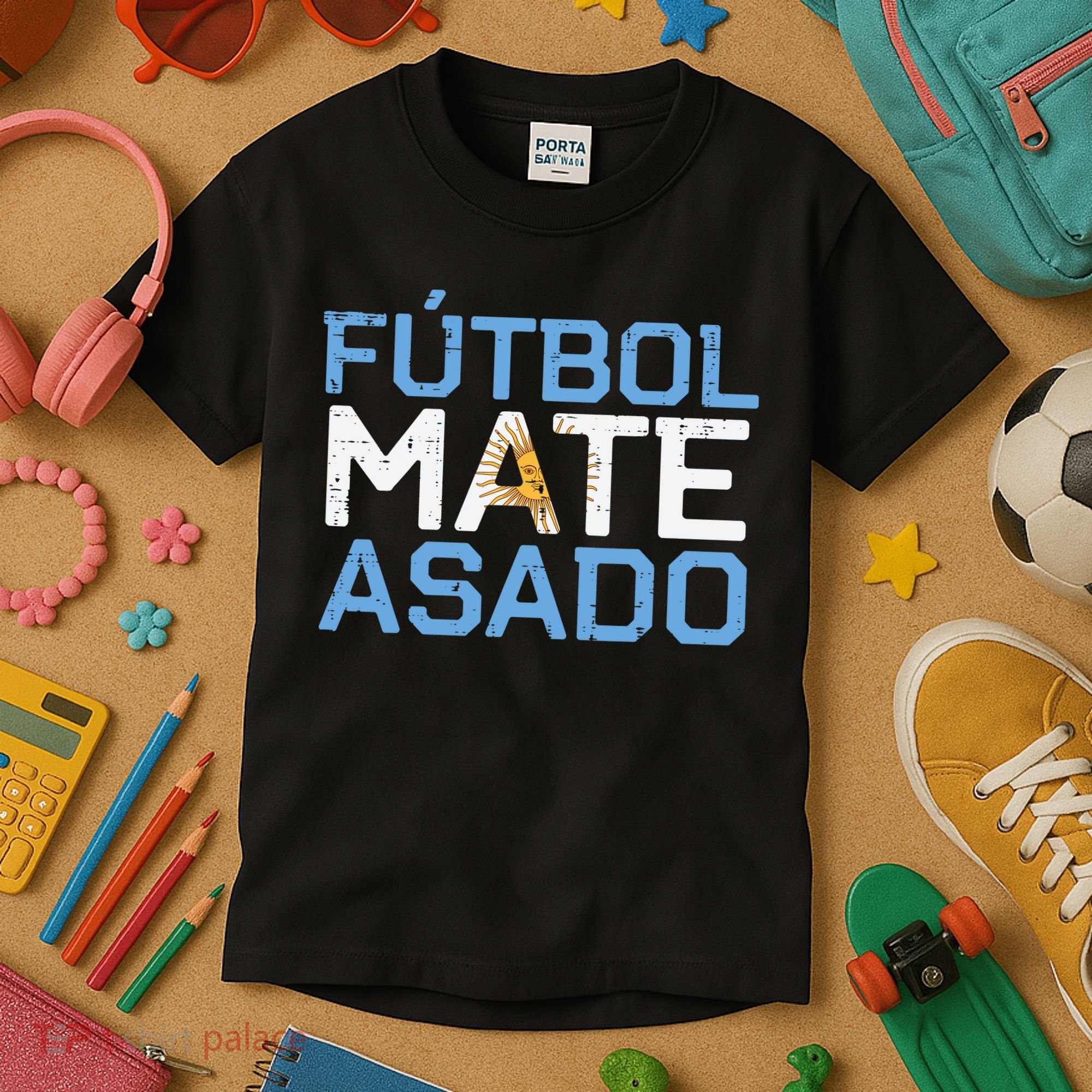 Argentina Futbol Mate Asado Flag Soccer Kids T-Shirt