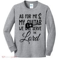 As For Me And My Guitar We Will Serve The Lord Kids Long Sleeve Shirt thumb 0