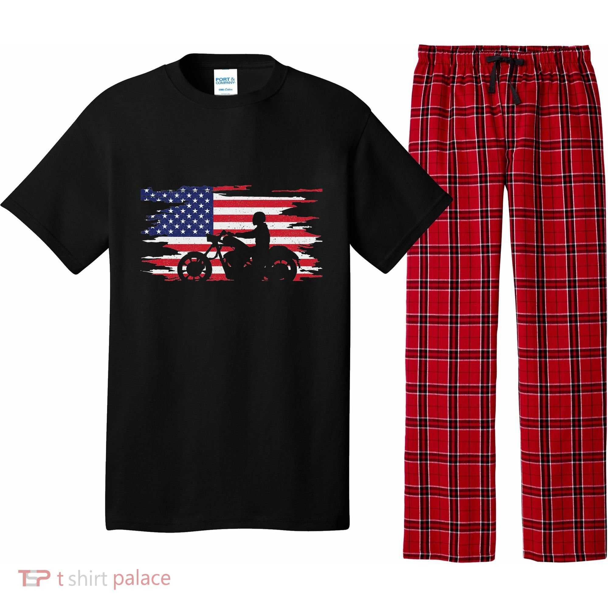 American Flag Motorcycle Apparel Motorcycle Pajama Set