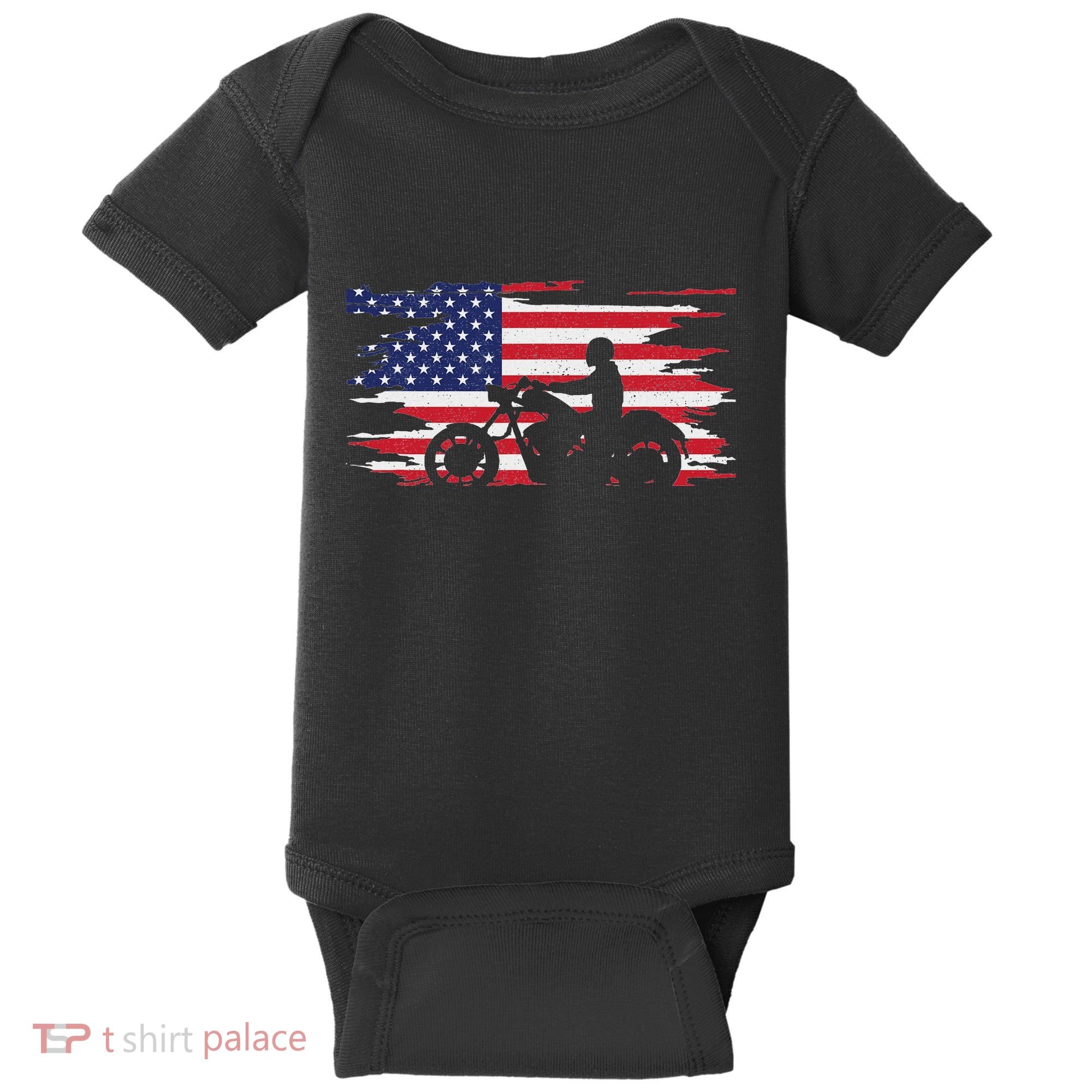 American Flag Motorcycle Apparel Motorcycle Baby Bodysuit