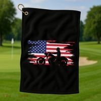 American Flag Motorcycle Apparel Motorcycle Golf Towel thumb 1