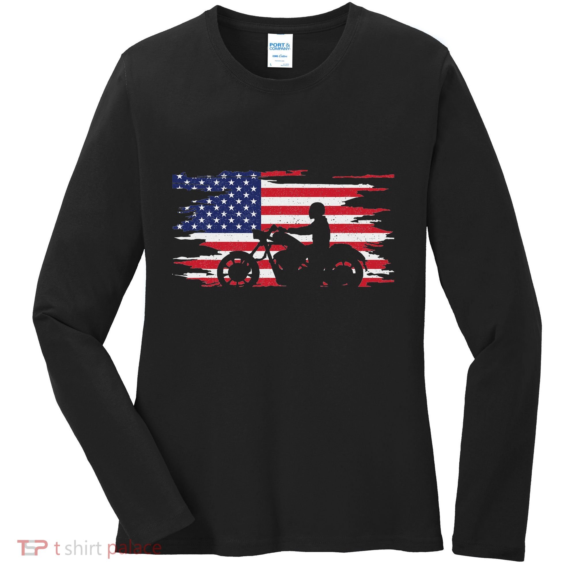 American Flag Motorcycle Apparel Motorcycle Women's Long Sleeve Shirt