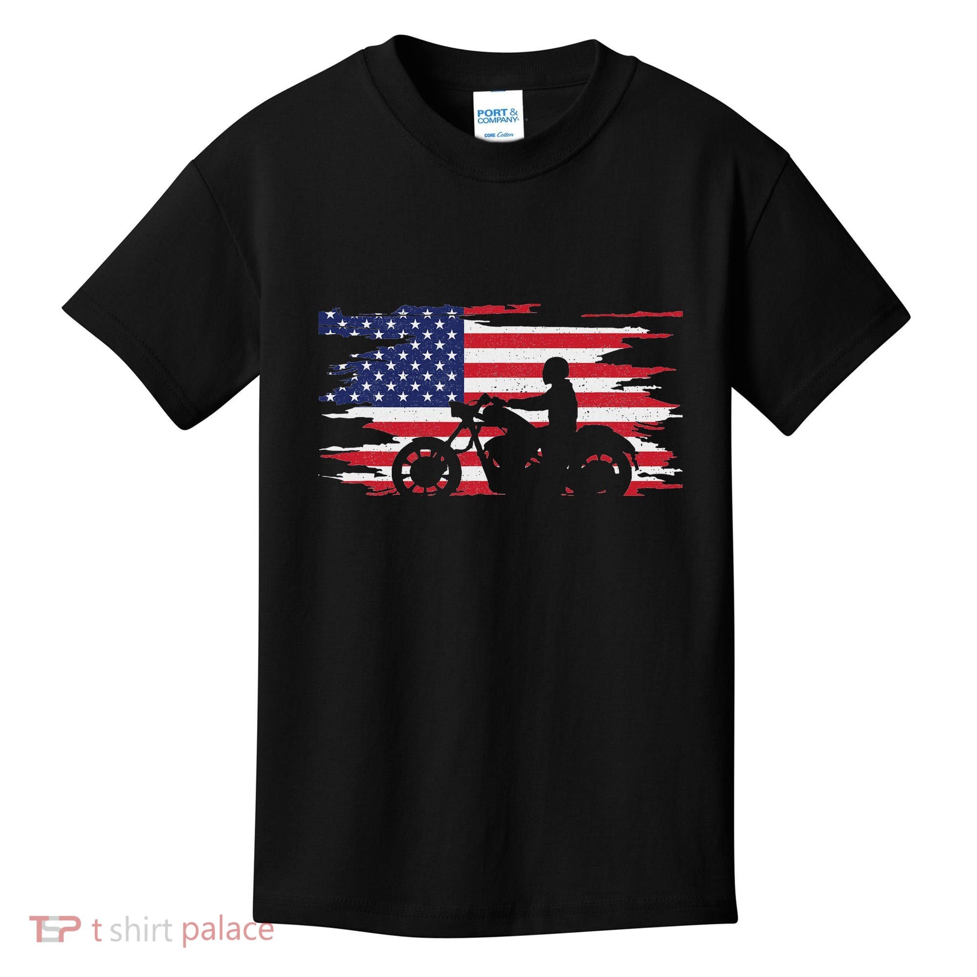 American Flag Motorcycle Apparel Motorcycle Kids T-Shirt