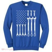 American Flag Mechanic Patriotic Wrench Repair Funny Gift Sweatshirt thumb 0