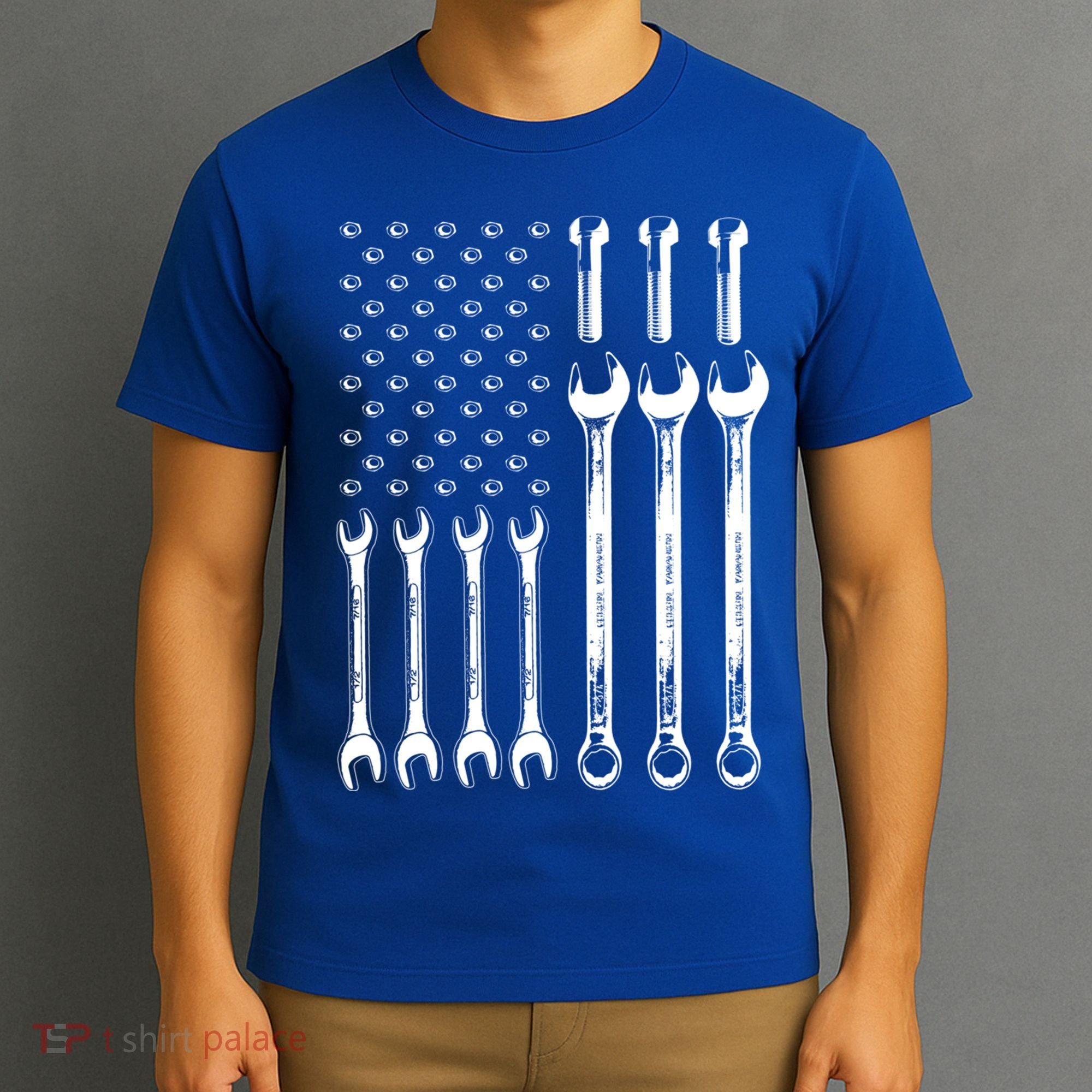 American Flag Mechanic Patriotic Wrench Repair Funny Gift T-Shirt