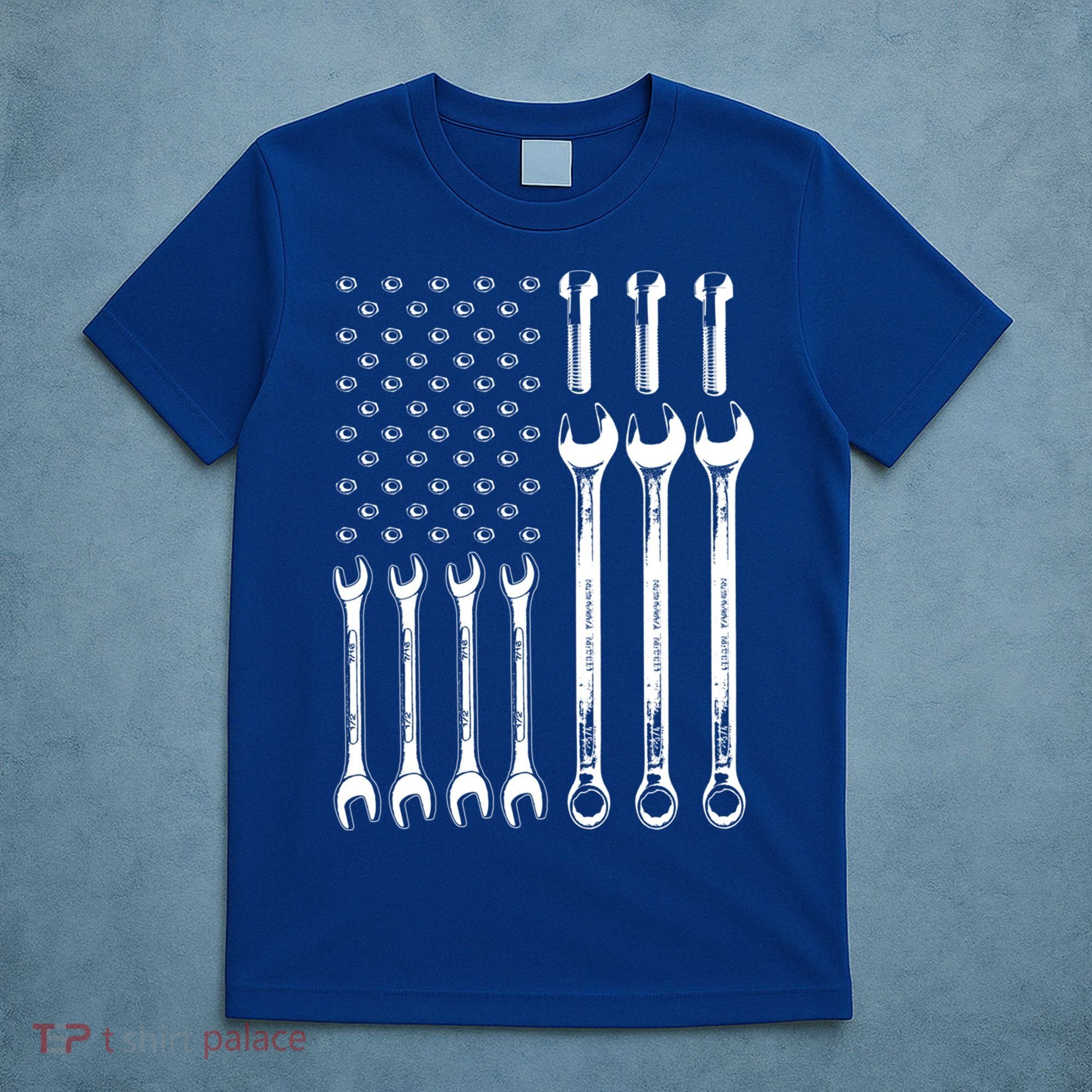 American Flag Mechanic Patriotic Wrench Repair Funny Gift T-Shirt