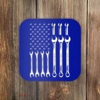 American Flag Mechanic Patriotic Wrench Repair Funny Gift Coaster thumb 0