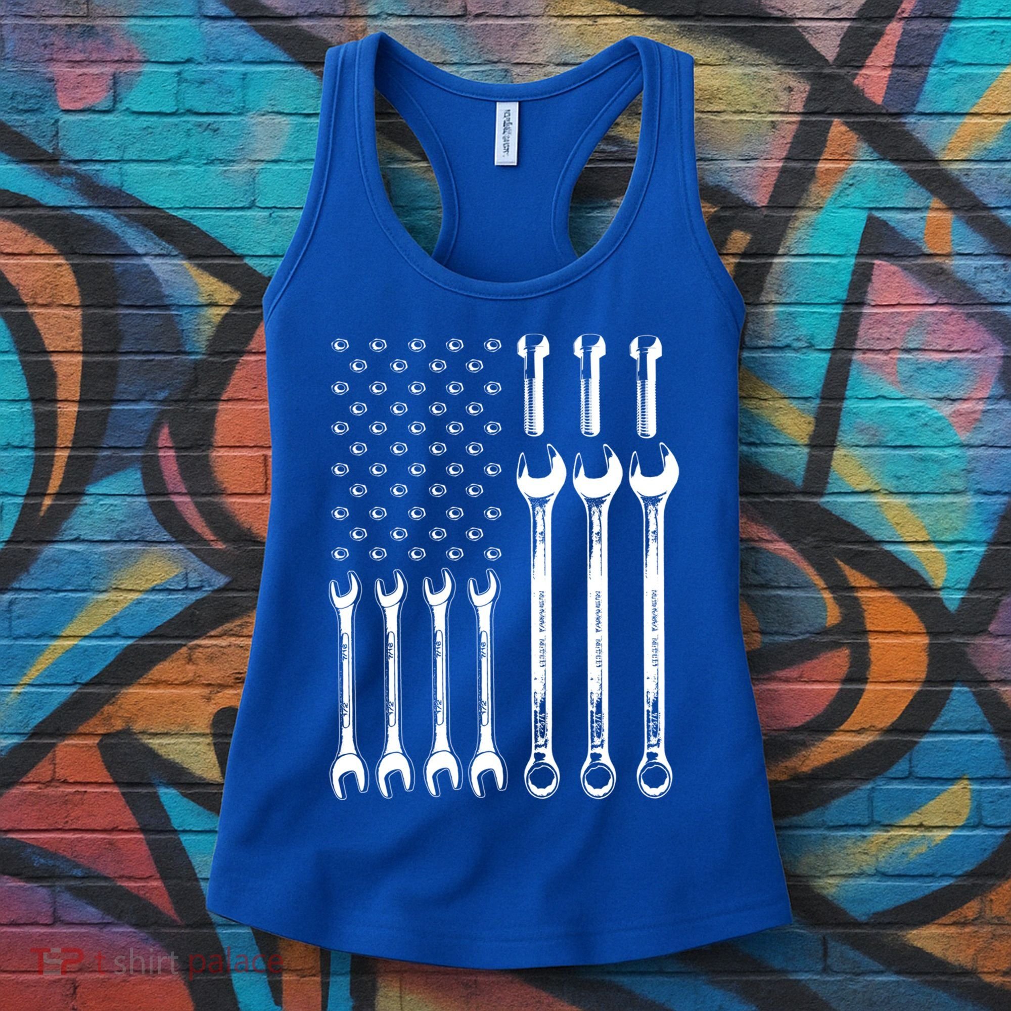 American Flag Mechanic Patriotic Wrench Repair Funny Gift Women's Tank Top