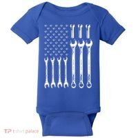American Flag Mechanic Patriotic Wrench Repair Funny Gift Baby Bodysuit thumb 0